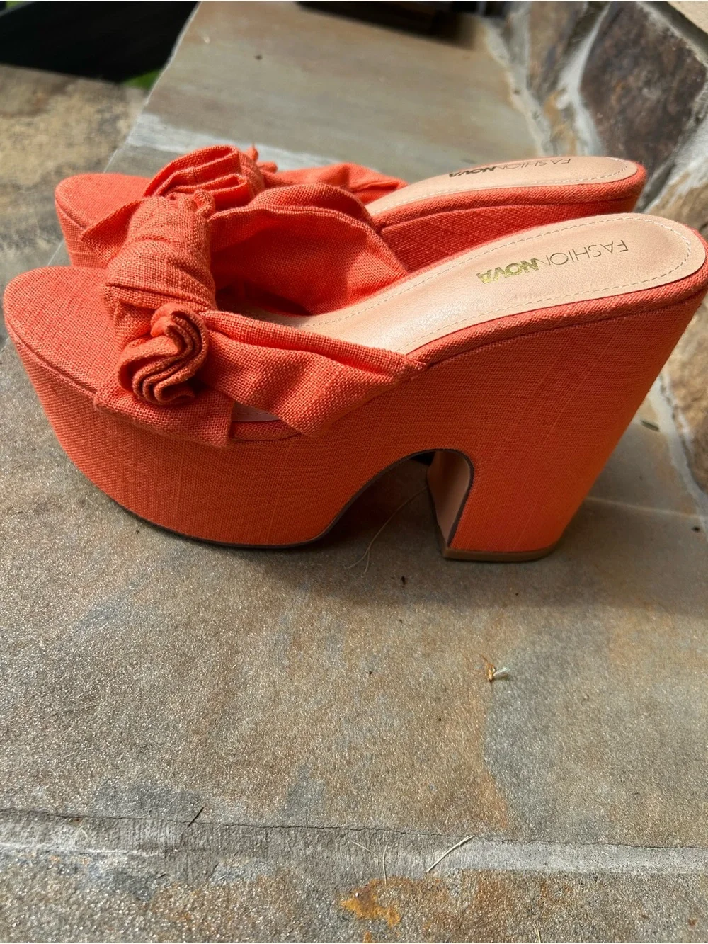 Fashion Nova Orange Knotted Platform Mules - Picture 4 of 7